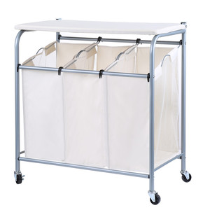 Carrito de Lavandería con Tabla de Planchar de 3 Secciones, Resistente, con Ruedas Bloqueables, 3 Bolsas Extraíbles, Cesta Rodante para Almacenamiento y Clasificación de Ropa - Product Image 3