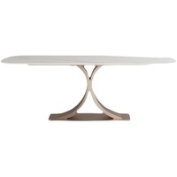 Ensemble de Table à manger rectangulaire moderne en acier inoxydable et marbre léger, fourniture directe d'usine, meubles de salle à manger