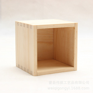 Pine Wood Open Top Square Solid Wood Desktop Cosmetic Storage <b>Box</b> Mortise And Tenon Joint Eco Friendly Organization Container - Product Image 2