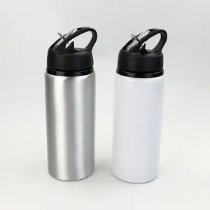 Sublimation sports water bottle blank coating personality image printing aluminum bottle with straw