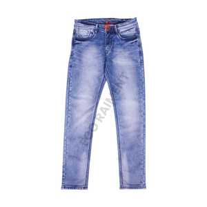 Jean droit ample délavé bleu clair personnalisé pantalon en denim léger pour hommes bouton solide d'hiver et d'automne - Product Image 1