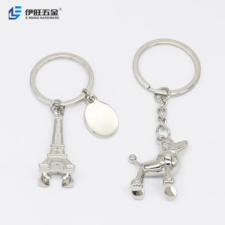 YIWANG 새로운 디자인 금속 프랑스 파리 타워 키 체인 기념품 선물 3D 에펠 탑 키 체인 개 강아지 열쇠 고리
