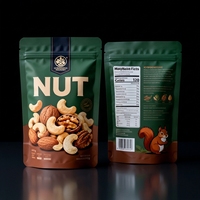 Sacs Doypack personnalisés en film polyester, conçus pour les aliments, avec fermeture éclair, pour noix, céréales, fruits secs, biscuits