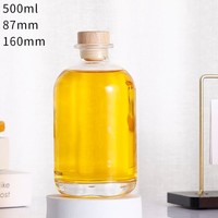 Bouteille de vin en verre transparente vide de 500 ml avec bouchon en bois scellé, sérigraphie et gravure pour l'emballage du brandy et de la tequila