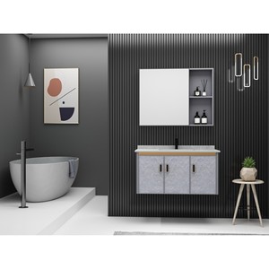 Mueble de Baño de Aleación de Aluminio Gris CR de 1020 mm con Lavabo de Piedra Sinterizada - Product Image 1