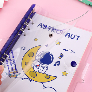 EW-Cuaderno transparente de 6 agujeros, libreta con borde de costura creativa, libro de hojas sueltas de astronauta de conejo - Product Image 3