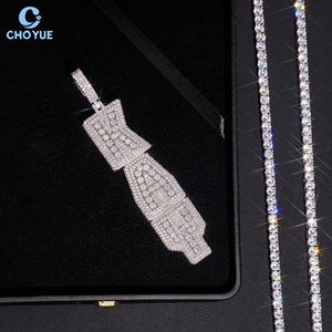 Hip Hop <b>Charm</b> Iced Out Letter Rhodium Plated Pendant Moissanite 925 <b>Silver</b> GRA Certified Women's Luxury <b>Charm</b> - Product Image 3