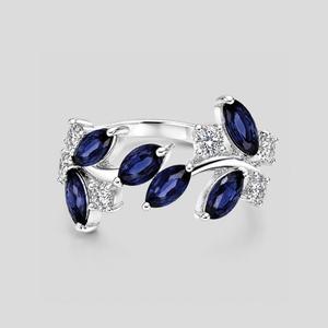 Iolite 925 Sterling Silver Women's <b>Ring</b>-Marquise Floral Cluster with <b>CZ</b> Accents Prong Setting Wedding & Party Gift - Product Image 4