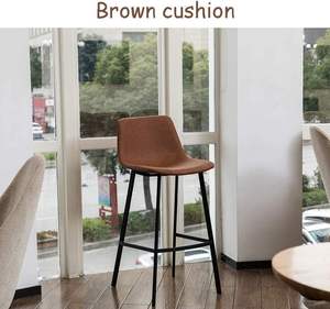 Modern Vintage Faux <b>Leather</b> <b>Bar</b> <b>Stool</b> Curved Back Matte Black Metal Legs Counter Chair for Home <b>Bar</b> Restaurant Hotel Apartment - Product Image 4