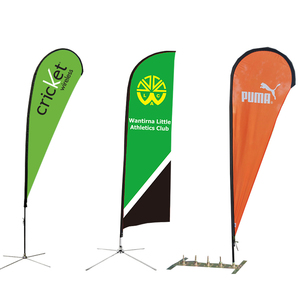 أعلام شاطئية إعلانية مطبوعة حسب الطلب من الألومنيوم، أعلام ريشية، لافتات طائرة، لافتات على شكل قطرة مع قاعدة متقاطعة للاستخدام الترويجي - Product Image 2