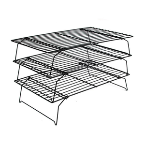 Supports de refroidissement empilables <span class=keywords><strong>à</strong></span> 3 niveaux en acier au carbone antiadhésif pour gâteaux, biscuits, <span class=keywords><strong>pain</strong></span> avec pieds pliables, résistants au <span class=keywords><strong>four</strong></span>, accessoires de cuisson - Product Image 1