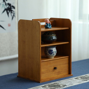 Vitrina de bambú estilo chino, juego de té y unidad de almacenamiento, adorno para la sala de estar del hogar. - Product Image 3
