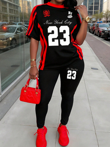 Ensemble <span class=keywords><strong>short</strong></span> et haut à manches courtes pour <span class=keywords><strong>femme</strong></span>, imprimé, style sportif numérique, décontracté, été - Product Image 4