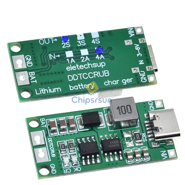 Type-C USB 2S 3S 4S BMS 4.5V-15V 18W 1A 2A 4A Lithium Battery Charging Module Support QC Fast Charge With Temperature Protection