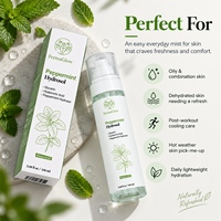 Hydrolat de menthe poivrée fermenté, Glycérine, Acide hyaluronique, Rafraîchissant, Contrôle du sébum, Hydratant, Affinant les pores, Tonique facial en spray