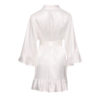 Mariée demoiselle d'honneur dos écriture longueur au genou mariée Satin à volants mariage mariée bain solide Robe