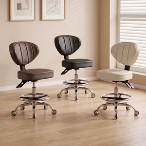 Silla de Barbero Hidráulica Ajustable, Taburete de Salón Giratorio con Respaldo, Asiento de Peluquería con Base Metálica - Product Image 3