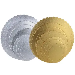 2 mm dicke gestanzte dicke Hochzeitskarton goldene Kuchenbretter Goldfolie geprägte runde Mini-Papierplatte Kuchenbasis