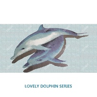 Mosaïque en céramique de verre pour piscine extérieure, motif de poissons et de dauphins, nouvelle conception artisanale de Foshan