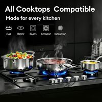 Ensemble de casseroles antiadhésives en acier inoxydable 304 triple couche, de qualité supérieure, robustes, en acier inoxydable 18/10 triple couche