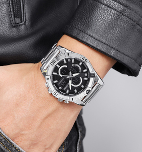 Nouvelle montre SKMEI, montre à double fuseau horaire, bracelet en acier inoxydable, montre numérique de luxe résistante à l'eau pour hommes - Product Image 3