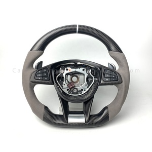 Volant en cuir et fibre de carbone compatible avec <span class=keywords><strong>Mercedes</strong></span>-Benz AMG Classe C W204 C63 W212 W218 W205 W207 W172 SLK W222 C180 C63 GT S - Product Image 2