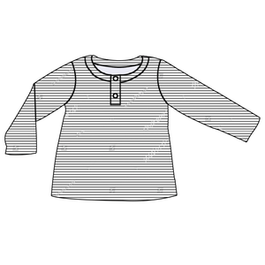Chemise Henley à manches longues pour bébé garçon de haute qualité, élégante, à rayures personnalisées, boutonnée sur le devant, haut décontracté pour enfants, chemise à patte de boutonnage - Product Image 3