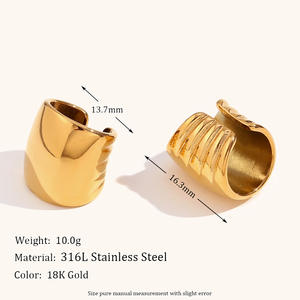 Bijouterie Boucles d'oreilles manchette 18k tendance pour femmes Boucles d'oreilles à clip unique en <span class=keywords><strong>or</strong></span> en acier inoxydable étanche - Product Image 5