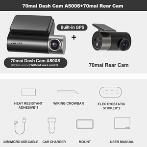 Pour <span class=keywords><strong>70mai</strong></span> 2K voiture Dashcam Vision nocturne double système de caméra <span class=keywords><strong>A500s</strong></span>-<span class=keywords><strong>1</strong></span> Pro Plus + GPS Dash Cam avant arrière LCD noir rétroviseur Cam - Product Image 6