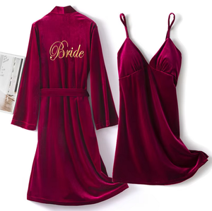 Kimono de <span class=keywords><strong>mariage</strong></span> pour femmes Robe de mariée vêtements de nuit demoiselle d'honneur pyjamas peignoir chemise de nuit robe velours Dressing <span class=keywords><strong>femme</strong></span> sous-vêtements vêtements - Product Image 3