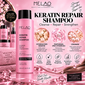 Shampoo réparateur à la kératine sans sulfate, sans paraben, aux acides aminés et à l'huile d'argan, nettoyage doux, compatible avec les colorations, ensemble de soins capillaires personnalisés - Product Image 3