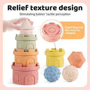 Zhorya sans BPA Silicone doux châteaux blocs <span class=keywords><strong>de</strong></span> construction dentition empilage anneau <span class=keywords><strong>de</strong></span> dentition enfant éducatif bébé empileur jouet empilable - Product Image 3