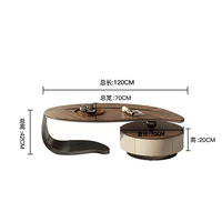Table basse en bois massif de style nordique de luxe avec rangement en acier inoxydable, design moderne, meubles de salon pour usage domestique