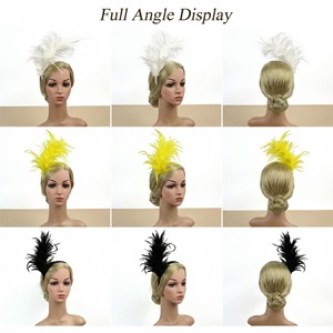Serre-tête créatif européen et américain en plumes, chapeau <span class=keywords><strong>de</strong></span> mariée coloré en plumes, accessoire <span class=keywords><strong>de</strong></span> cheveux pour séance photo <span class=keywords><strong>de</strong></span> fête d'Halloween - Product Image 6