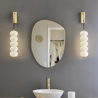 Applique murale moderne empilée en albâtre naturel, finition laiton satiné, éclairage vertical pour salon, chambre, maison, côté villa, lampe décorative