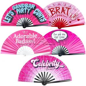 Ventilador de mano grande plegable de madera de bambú ventiladores fuertes Clack de sublimación personalizados populares para regalo de negocios - Product Image 5