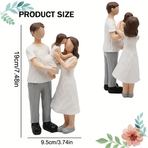 Peint à la main 3 Figure Résine Sculpture Art Déco Design Famille Cadeau pour Parents Fille Fils Maison <span class=keywords><strong>Chambre</strong></span> Salon Étagère Décor - Product Image 5