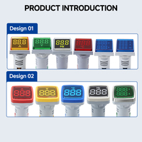 Voltímetro Digital LED Cuadrado de 22 mm, AC60-500V / DC5-100V, Opción de Color (Amarillo/Verde/Rojo/Blanco), Mini Indicador de Panel