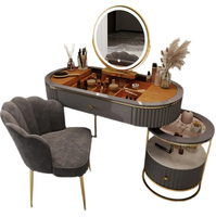 Miroir de coiffeuse moderne, miroir de table à maquillage, commode en bois avec tiroirs, coiffeuse avec miroir et lumières