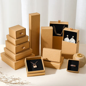 Kağıt torba ile kahverengi Kraft kağıt mücevher kutusu çok boyutları seçeneği özel kendi Logo kapak kutusu çekmece kutusu küpe kolye ambalaj - Product Image 1