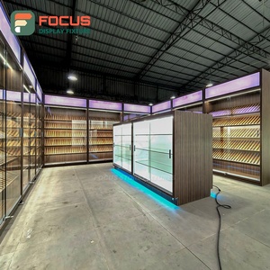 Compact Smoke Shop Display Cabinet Wood Glass Showcase <b>Counter</b> LED Lighting Tobacco Display Cabinet - Product Image 3
