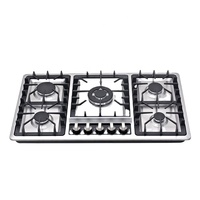 Cuisinière à gaz professionnelle encastrable en acier inoxydable, 5 brûleurs, allumage électrique, usage domestique, économie d'énergie, plaque de cuisson pour la maison