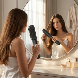 Mini Brosse Lissante Ionique Sans Fil Portable 2-en-1 Nouvelle Génération, <span class=keywords><strong>Appareil</strong></span> Lisseur Infrarouge à Vapeur Sans Fil - Product Image 3