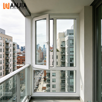Ventanas de Balcón Residenciales de PVC con Doble Acristalamiento Aislante, Ventanas Abatibles de PVC para Casa con Reducción de Ruido