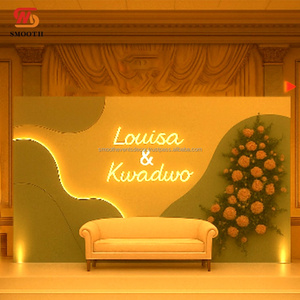 Suave recién llegado personalizado boda escenario telón de fondo pared Color verde múltiples capas Pvc telón de fondo pared con luz Led - Product Image 6
