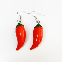 Pendientes de Resina Roja Personalizados 2024, Simulación 3D de Pimientos Pequeños, Fabricante {Pendientes para Mujer}