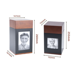 โกศเผาศพไม้สำหรับผู้ใหญ่ทำจากไม้ผสมสีพิเศษจากโรงงานพร้อมกรอบรูปเพื่อการฝังศพหรือการระลึกถึงด้วยการพิมพ์ - Product Image 2