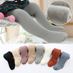 Medias de bebé de lana térmica gruesa de algodón liso de color de invierno al por mayor para niñas - Product Image 2