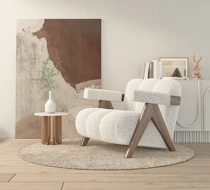 Sofá individual moderno para el hogar, sillón de tela de terciopelo con patas de madera maciza para recepción y sala de estar