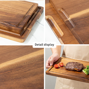 Ensemble de 3 planches à découper en <span class=keywords><strong>bois</strong></span> d'acacia, écologiques, durables, compatibles lave-vaisselle, essentiels de cuisine avec une élégante planche à découper - Product Image 5